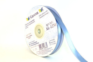 Лента атласная 12 мм двухстор. с металл. нитью "Gamma" №049голубой/серебро