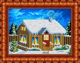 Схема для вышивки бисером КБП-4005 В деревне.Зимой